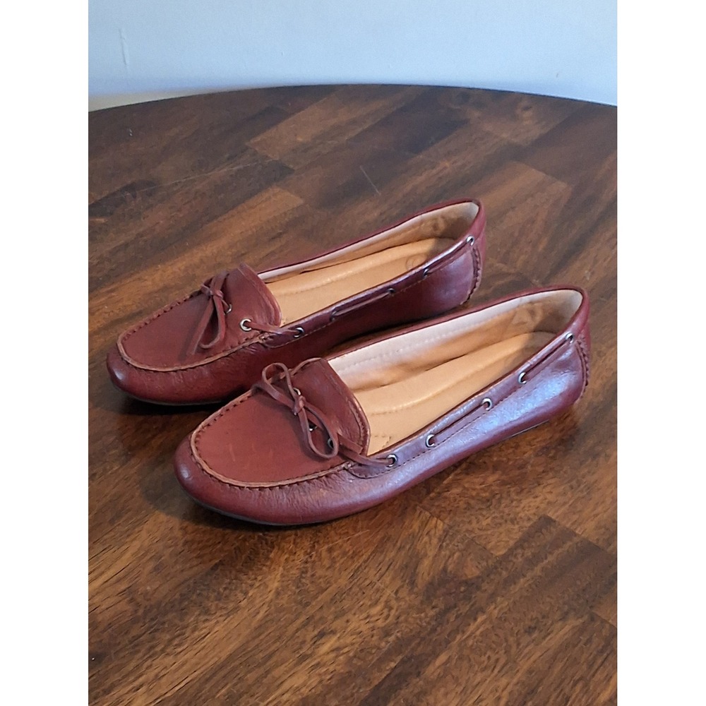 Nurture Womens Cognac Brown Leather Driving Loafers Moc Toe Flats Size 9M